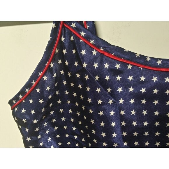 Womens American Flag Tank Top Sz M Cami cropped boxy 4th of July Patriotic shiny - Picture 4 of 9